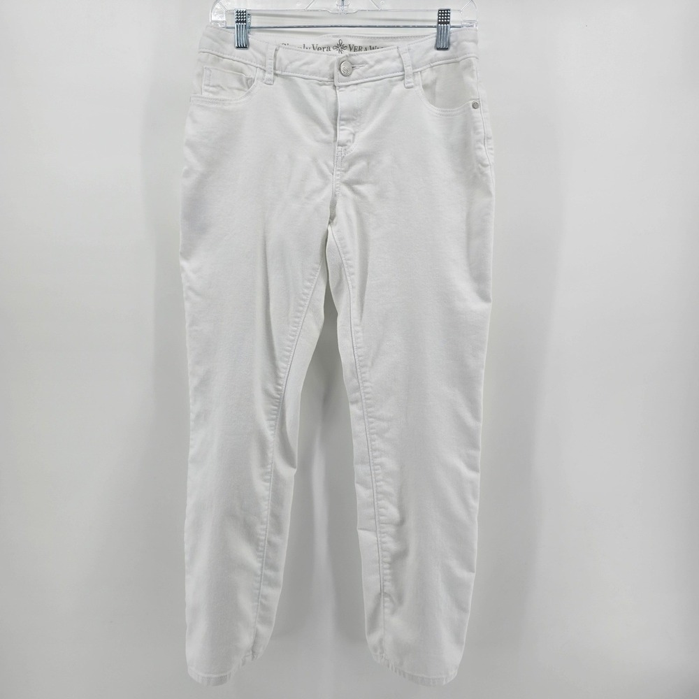 Simply Vera Vera Wang White Roll Cuff Capri Jeans Womens Size 8 Stretch Denim